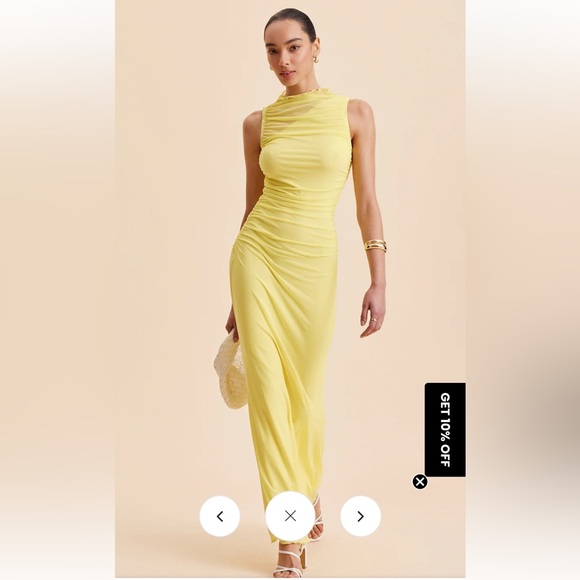 Commense Dresses & Skirts - Commense Yellow Sleeveless Ruched Maxi Dress